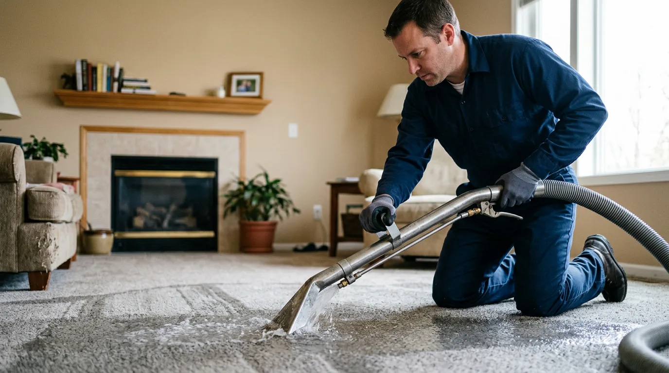 Water damage restoration technician working near Hale Center, TX